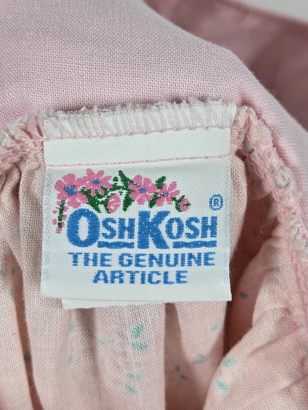Vintage 80s OshKosh Bgosh Pink Floral Ruffle Cotton Dress Girls Size 6X USA
